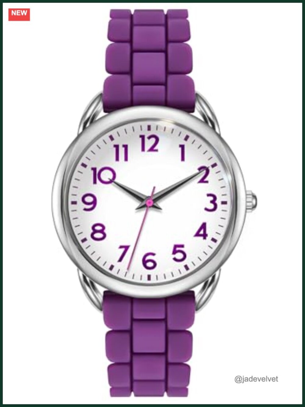 35MM Women's Big Face Watch Easy Reader Silicone Strap Water Resistant
